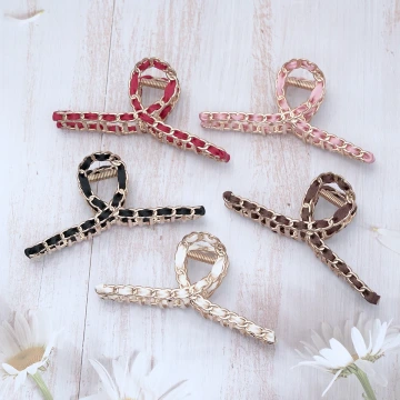 鍊條鏤空布藝&times;鯊魚夾&times; 共五色