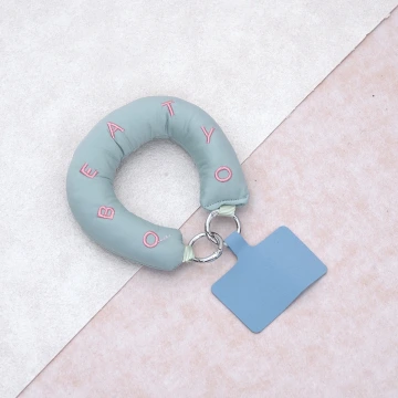 多巴胺澎澎棉字母&times;手機腕帶掛繩&times;藍色