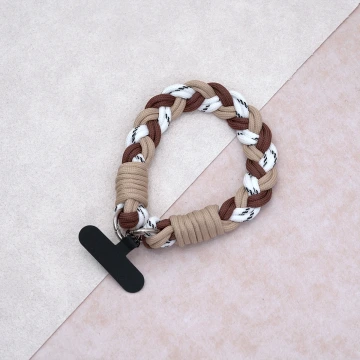 三色麻花辮&times;手機腕帶掛繩&times;棕咖白