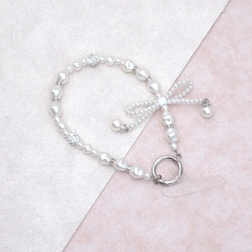 香巴拉球珍珠蝴蝶結&times;手機腕帶掛繩