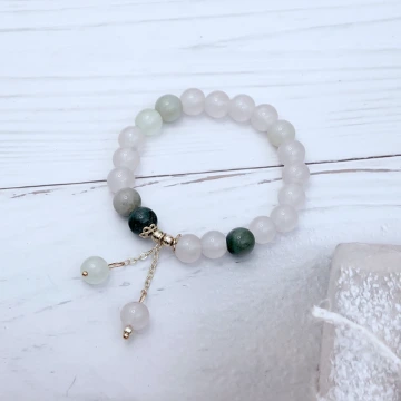 蒼鬱綠白&times;固定式串珠手鍊