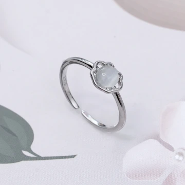 925銀飾&times;祥雲貓眼石&times;開口戒指