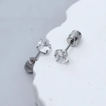 316鋼飾&times;單鑽&times;轉珠耳環