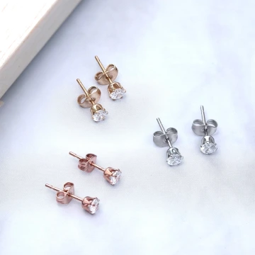 鋼飾&times;單鑽&times;耳釘&times;共三色