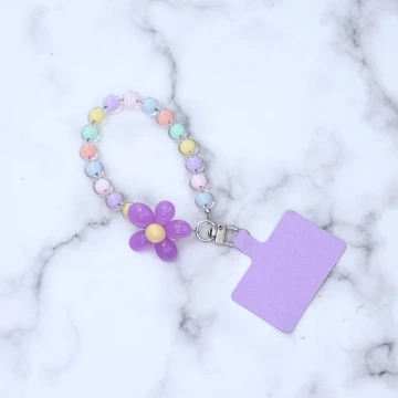 果凍小花朵&times;手機手提吊飾掛繩&times;彩色紫花