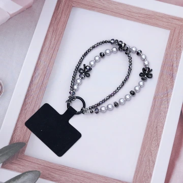 雙層華麗蝴蝶結派對&times;手機腕帶掛繩&times;黑色