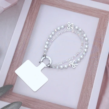 雙層華麗蝴蝶結派對&times;手機腕帶掛繩&times;白色