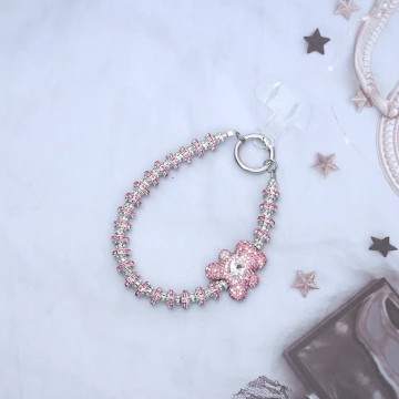輕奢小熊晶鑽&times;手機腕帶掛繩&times;粉紅