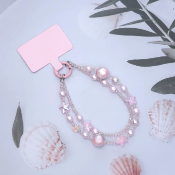 雙層魔幻海星明珠&times;手機腕帶掛繩&times;粉紅