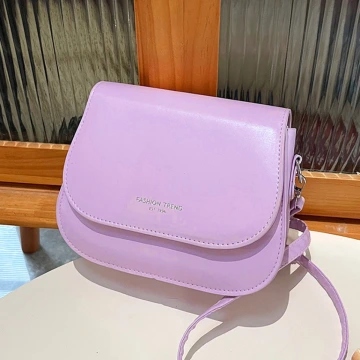 時尚掀蓋馬鞍包&times;斜背包&times;紫色