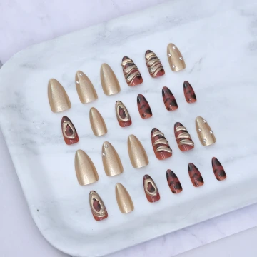 金珠琥珀亮面&times;穿戴式手指甲片&times;二十四入