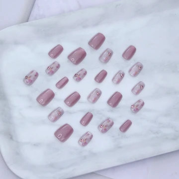 柔情花朵粉鑽亮面&times;穿戴式手指甲片&times;二十四入
