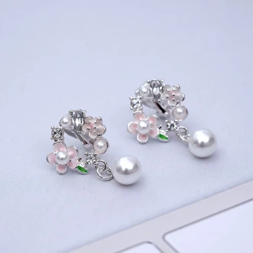 櫻花花環珍珠&times;三角耳夾