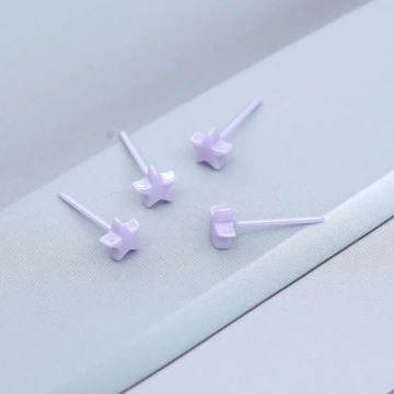 小星星&times;陶瓷&times;養耳棒&times;二套件耳環組&times;紫色