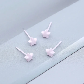 小星星&times;陶瓷&times;養耳棒&times;二套件耳環組&times;粉紅