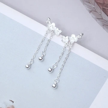 925銀針&times;梅花枝芽流蘇&times;耳針