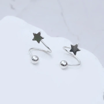 星星交叉線&times;轉珠耳環