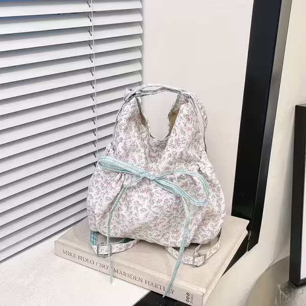 輕薄蝴蝶結小碎花×變形後背包