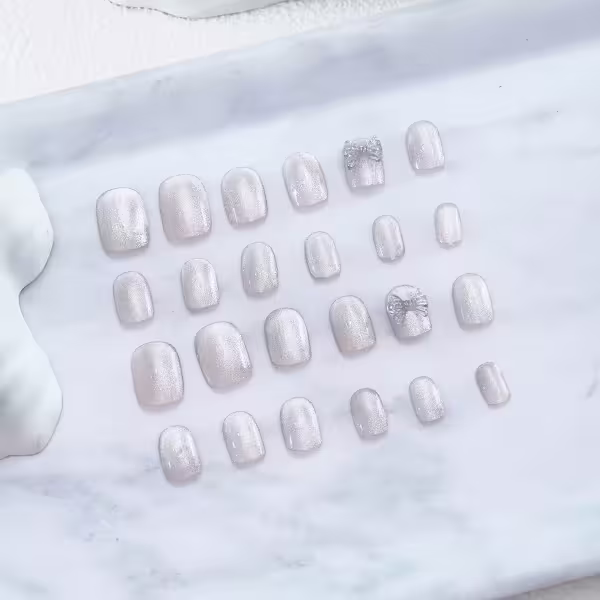 冰砂貓眼蝴蝶結亮面×穿戴式手指甲片×二十四入