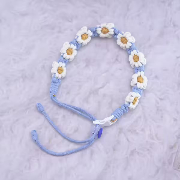 小雛菊編織×飲料杯繩×藍色