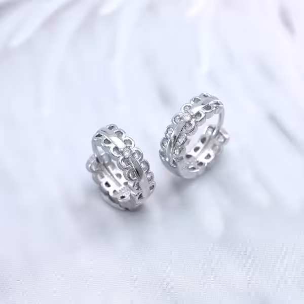 925銀針×蕾絲邊圓環×耳扣