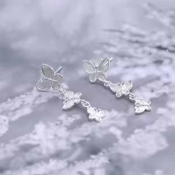 925銀針×蝴蝶群飛×耳環