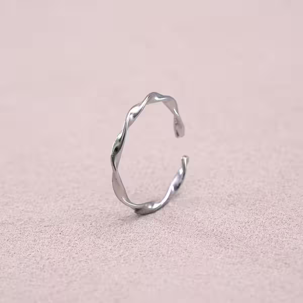 925銀飾×波浪扭轉×開口戒指