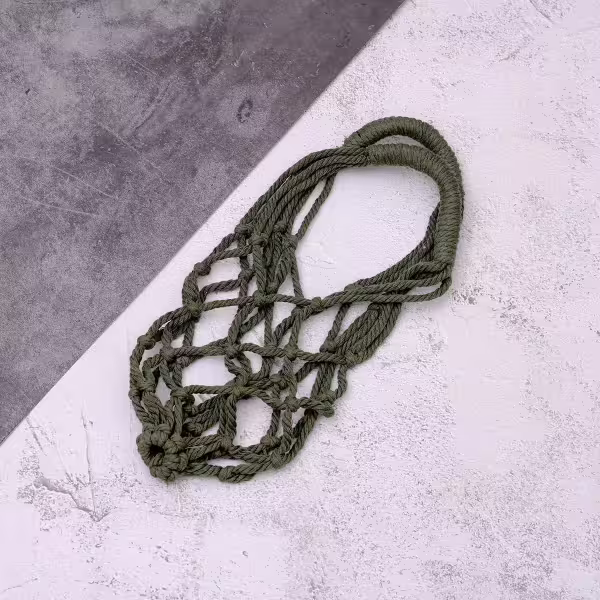 素色鏤空網編×飲料水瓶提袋×綠色