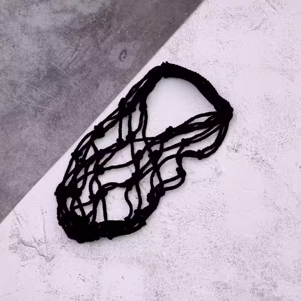 素色鏤空網編×飲料水瓶提袋×黑色