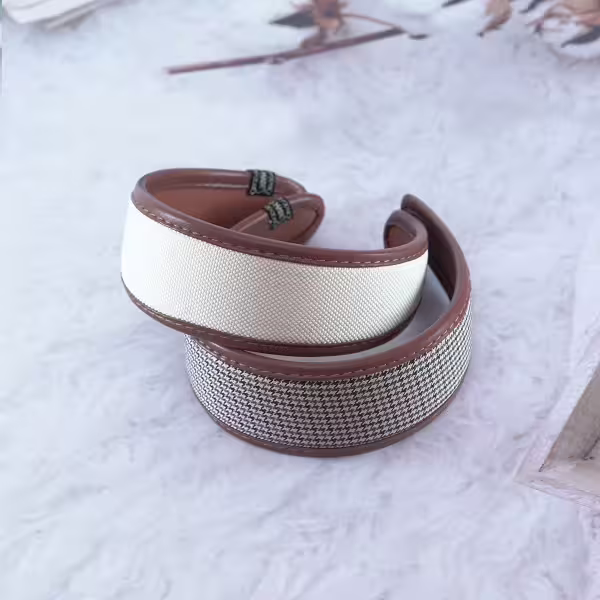 皮質包邊千鳥紋×髮箍造型×共二色