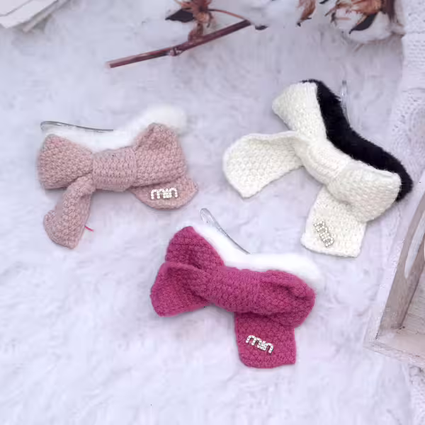 毛線蝴蝶結×鴨嘴夾×共三色