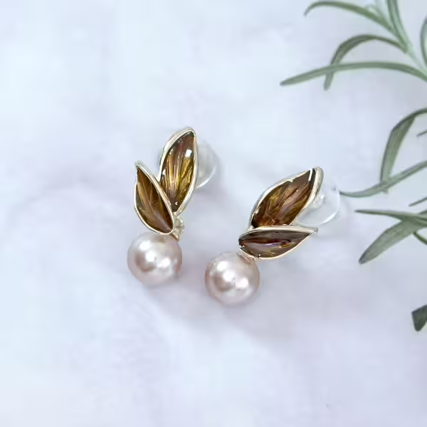 森系棕咖樹葉珠珠×吊墜耳環