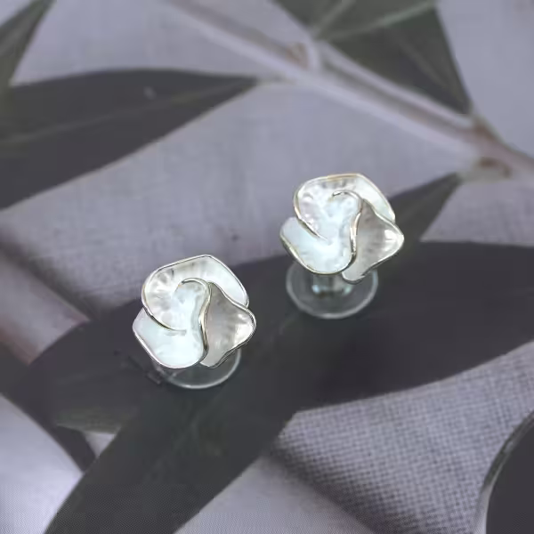 純白山茶花×吊墜耳環