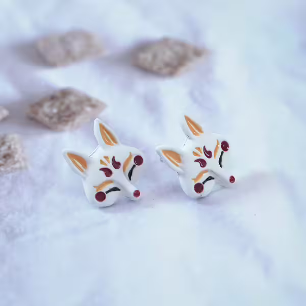 白色火狐狸×吊墜耳環