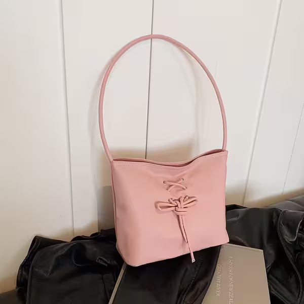 結繩甜美皮革包×肩背包×粉紅