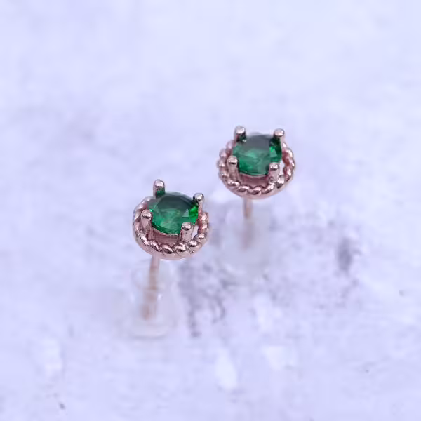 小綠晶玫瑰金×耳環
