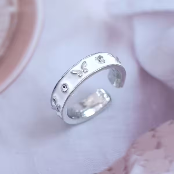 溫柔白色小蝴蝶×開口戒指