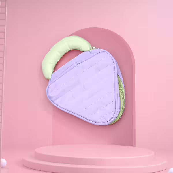 撞色倒三角手提×化妝收納包×紫色