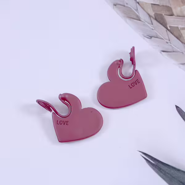 LOVE霧質紅心×蚊香盤U型耳夾