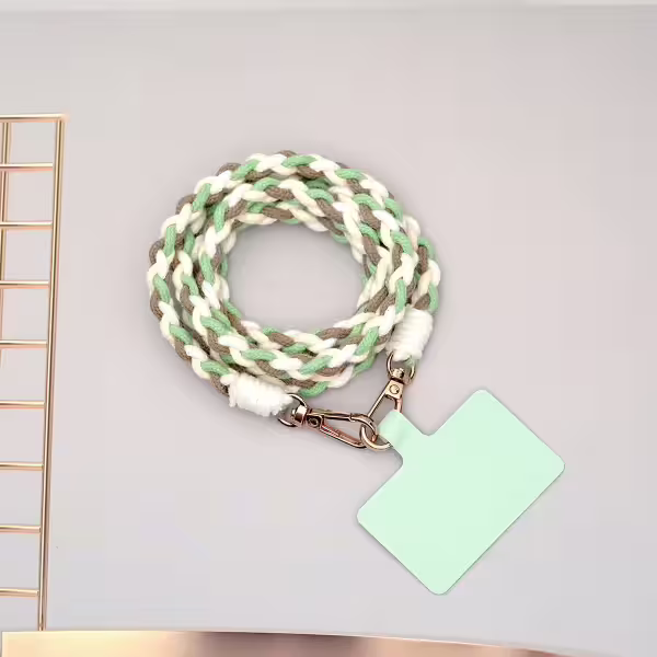 細繩四色小麻花&times;手機斜背雙勾掛繩&times;駝+綠+白+米