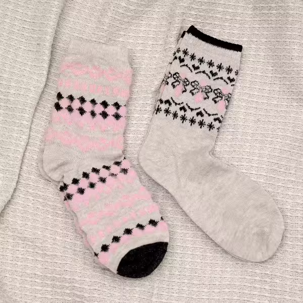 費爾島花紋毛襪&times;中筒襪&times;二雙套件襪子組
