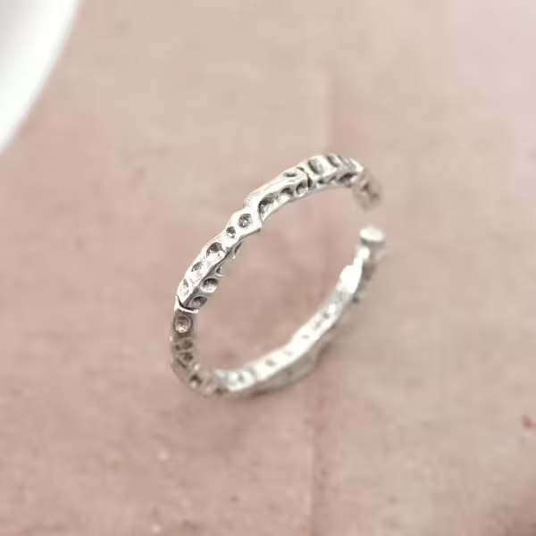 925銀飾&times;風洞紋理&times;開口戒指