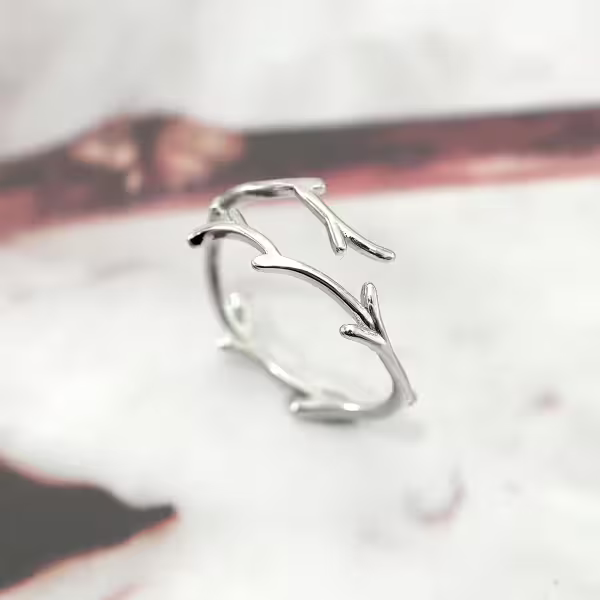 925銀飾&times;樹椏枝條&times;開口戒指