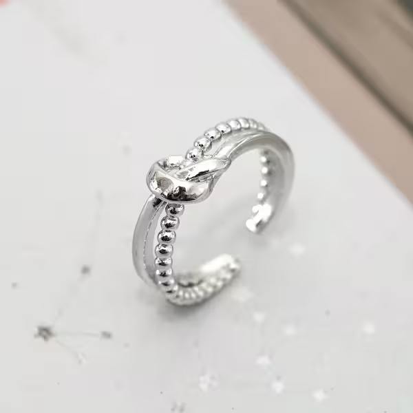 925銀飾&times;雙軌平結&times;開口戒指