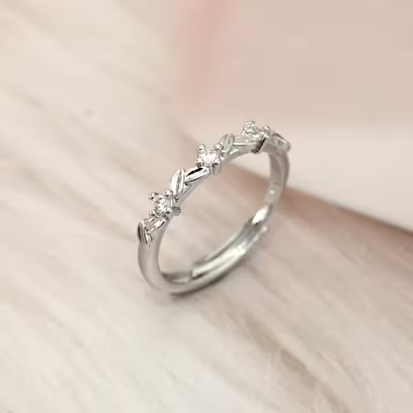 925銀飾&times;月桂枝椏&times;開口戒指