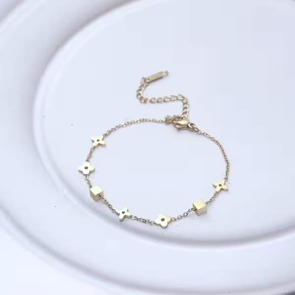 316鋼飾&times;老花方塊&times;手鍊&times;金色