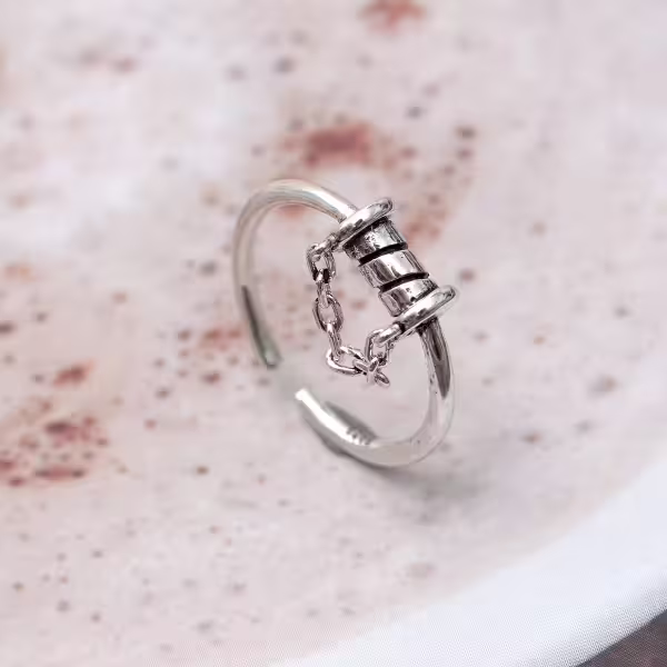 925銀飾&times;小蠻腰鍊條&times;開口戒指