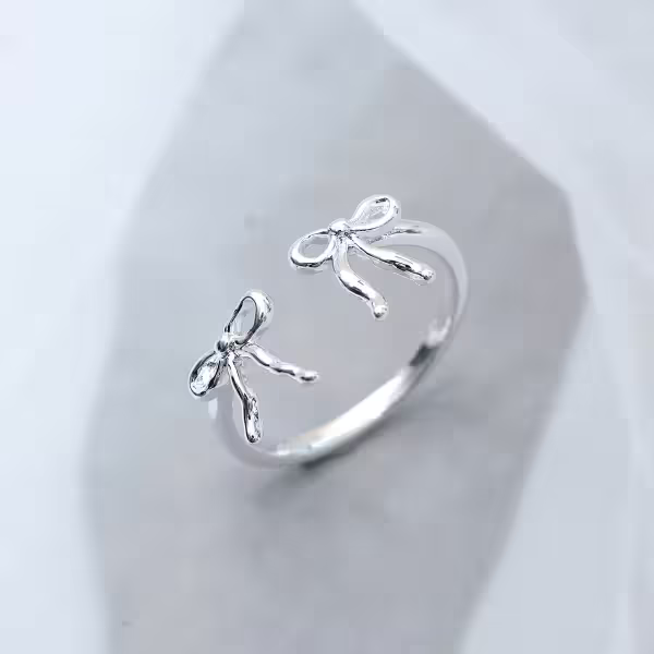 925銀飾&times;芭蕾風蝴蝶結&times;開口戒指