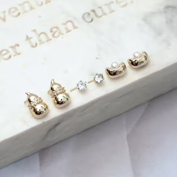 葫蘆元寶晶鑽&times;三套件耳環組