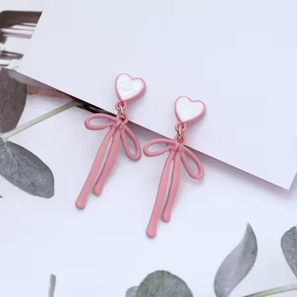 愛心粉紅蝴蝶領結×三角耳夾